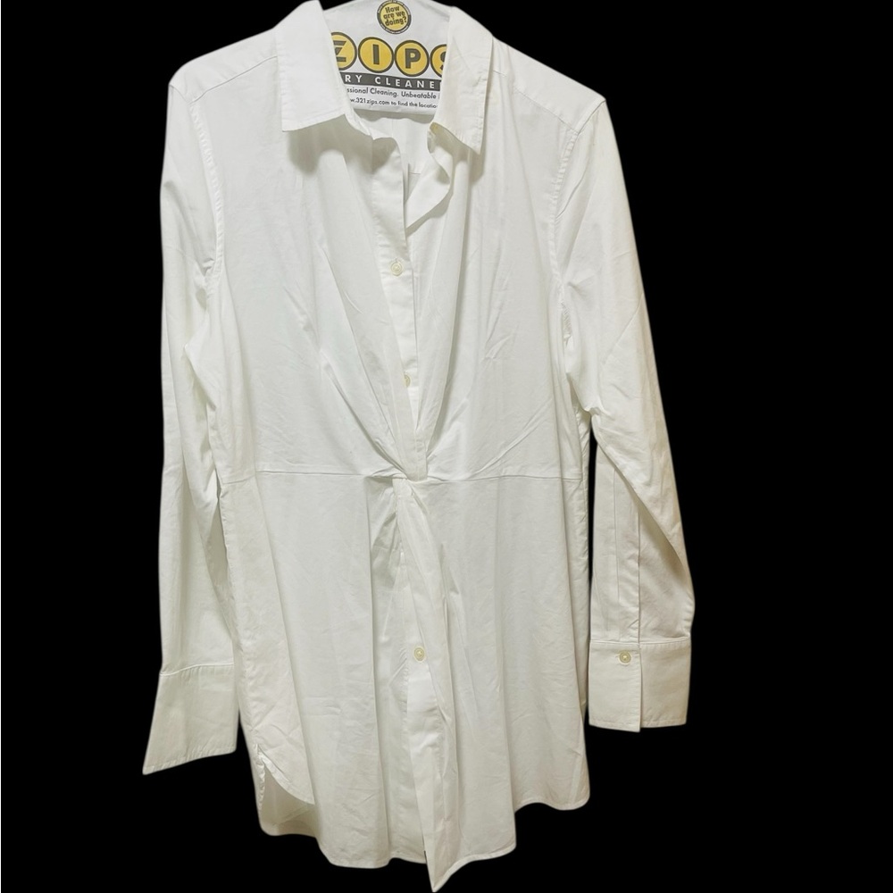 LOFT Women’s Dress Shirt Size 14 – White Button-Down Blouse – Twist Front – NWT - Picture 2 of 9